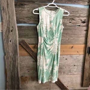 White/green fitted, sleeveless dress size 2